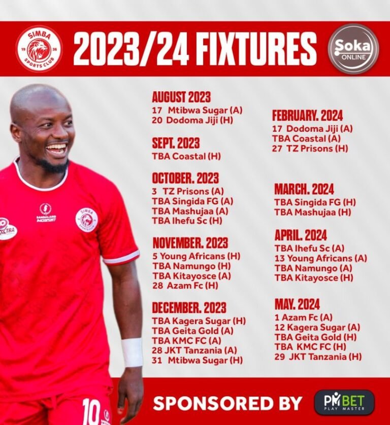 Ratiba Mechi Za Simba Ligi Kuu NBC Premier League 2023/24 | KIMBEMBE